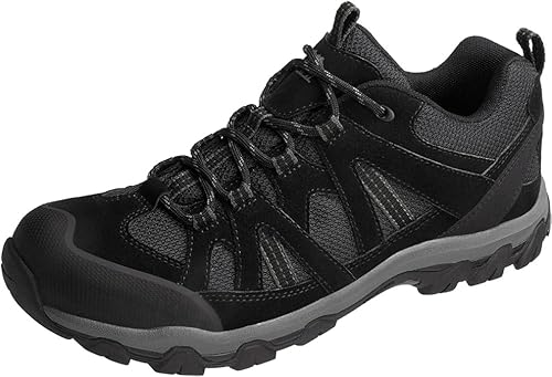 Wanderschuhe Herren Outdoor rutschfest Atmungsaktiv Trekkingschuhe Komfortabel Männer Hikingschuhe für Camping Wandern, Schwarz, 46 EU von OutPro