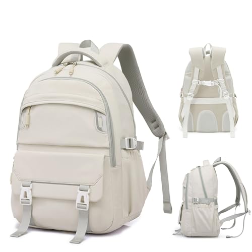 OutSpry Rucksack Damen Herren, 30 L Reiserucksack Ergonomisch 15,6 Zoll Laptoptasche für Arbeit Schule Uni Wanderrucksacke Schulrucksack Daypack, Beige von OutSpry