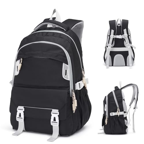 OutSpry Rucksack Damen Herren, 30 L Reiserucksack Ergonomisch 15,6 Zoll Laptoptasche für Arbeit Schule Uni Wanderrucksacke Schulrucksack Daypack, Schwarz von OutSpry