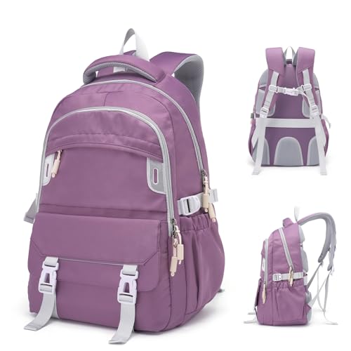 OutSpry Rucksack Damen Herren, 30 L Reiserucksack Ergonomisch 15,6 Zoll Laptoptasche für Arbeit Schule Uni Wanderrucksacke Schulrucksack Daypack, Violett von OutSpry