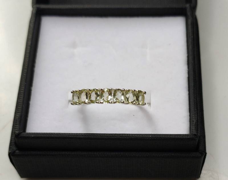 Ring - Apatit Gelb 7-Stein-Ring in Sterling Silber 0.750Ct. | Größe L. Kostenloses Porto von OutTheBoxStudio