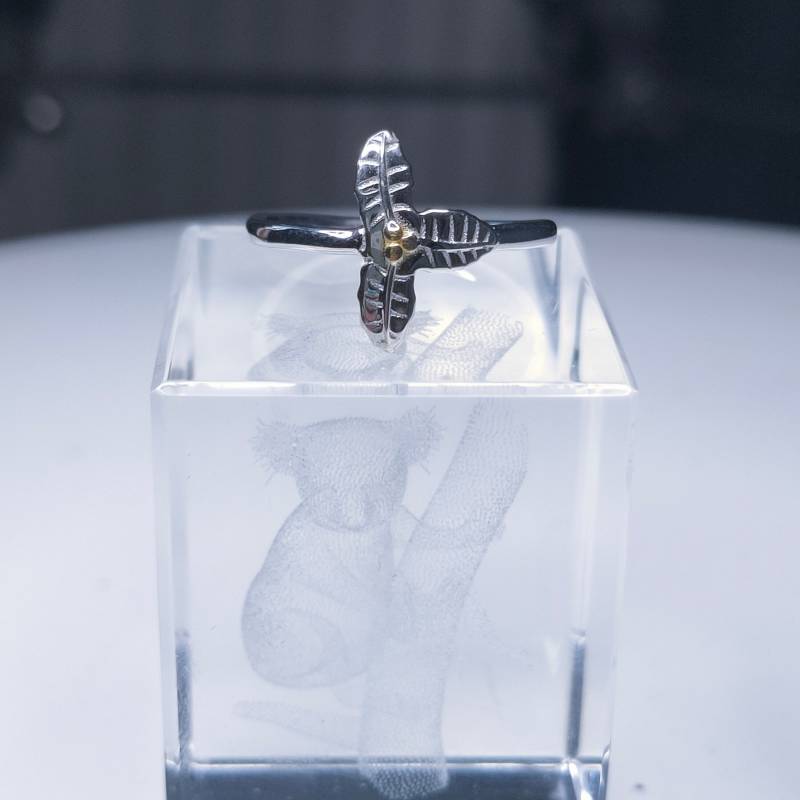 Ring - Band Blume Platin Und Gelbgold Overlay Sterling Silber | Grösse P Kostenlos von OutTheBoxStudio