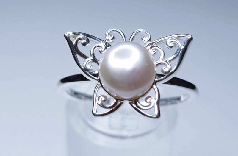 Ring - Perle Schmetterling | Größe Vorhanden in Sterling Silber 2.000Ct. Kostenloses Porto von OutTheBoxStudio