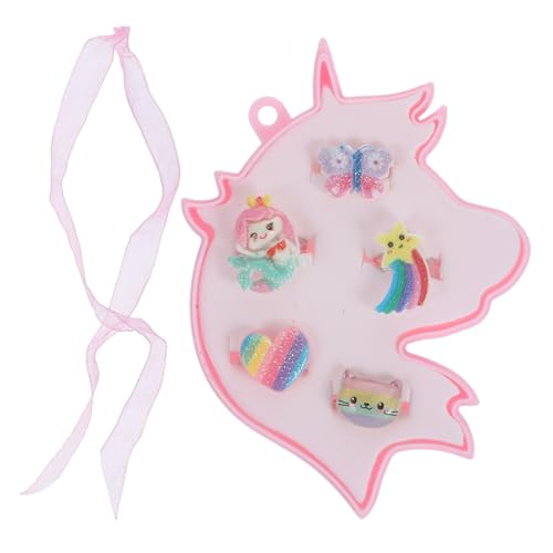 Outanaya 1 Schachtel Verstellbare Einhorn Ringe aus Kunststoff Niedliche Mädchen Schmuck für Kleinkinder Leichtes Design für Alltag Verkleidung und Geschenk von Outanaya
