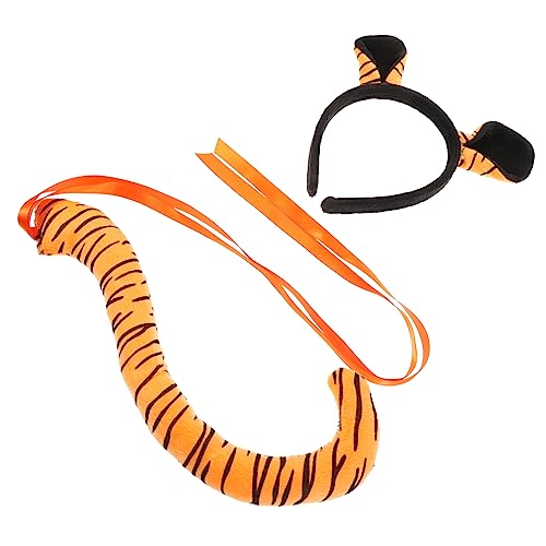 Outanaya 1 Satz Tierschwanz Cosplay-kostüm Cosplay Tiger Requisiten Make-up-stirnband Tierkostüm-set Tiger-haarband Tiger-kostümzubehör Zebra-kostüm Party-stirnband Haarschmuck Stoff Ohr von Outanaya