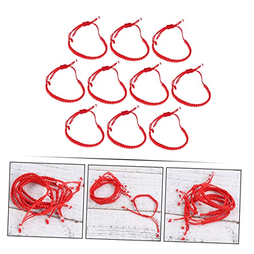 Outanaya 10 Stück Teiliges Handgefertigtes Rotes Schnurarmband Verstellbare Geflochtene Handgelenksbänder Leicht und Komfortabel Unisex Schmuck für Familie Freunde Vielseitig Kombinierbar von Outanaya