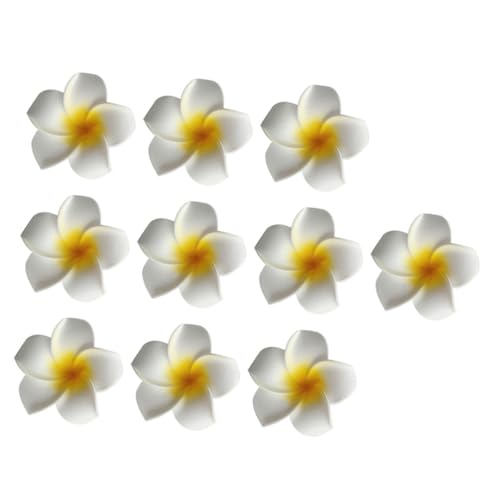 Outanaya 10 Stück Teiliges Hawaii Flower Hair Clips Große Gelbe Künstliche Frangipani Haarklammern aus EVA Leichte Sichere Mädchen Haaraccessoires für Strand Party Hochzeit von Outanaya