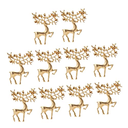 Outanaya 10 Stück Teiliges Weihnachts Elch Broschen Vintage Mattgoldene Kragennadeln Modische Verschleißfeste Kleidung Broschen Vielseitige Collar Embellishments für Damen Herren von Outanaya