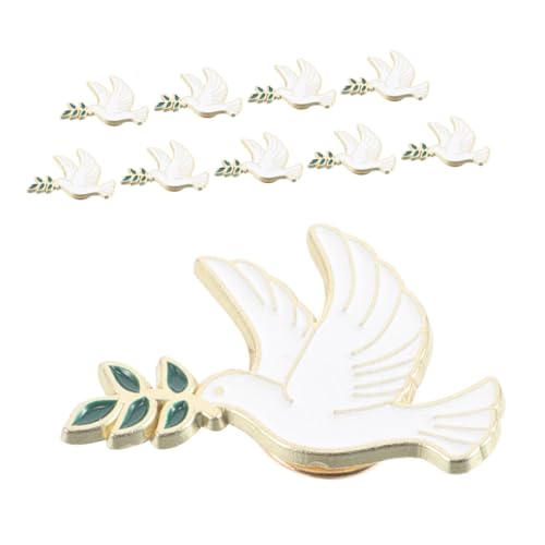 Outanaya 10 Stück Vogel Emaille Broschen Friedens Tauben Anstecknadeln mit Olivenzweig Metall Abzeichen für Kleidung Rucksäcke und Party Stilvolle Brosche als für Friedensliebhaber von Outanaya