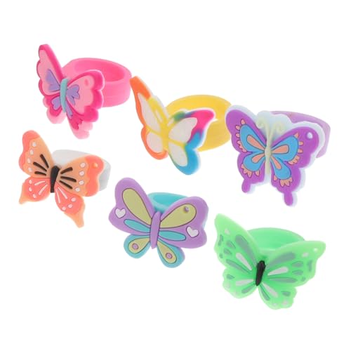 Outanaya 12 Stück Teiliges Kleine Schmetterling Ringe aus Langlebigem Niedliches Cartoon Design Dekorative Kinderringe für Mädchen als Partygeschenk und Festliche Mitbringsel von Outanaya