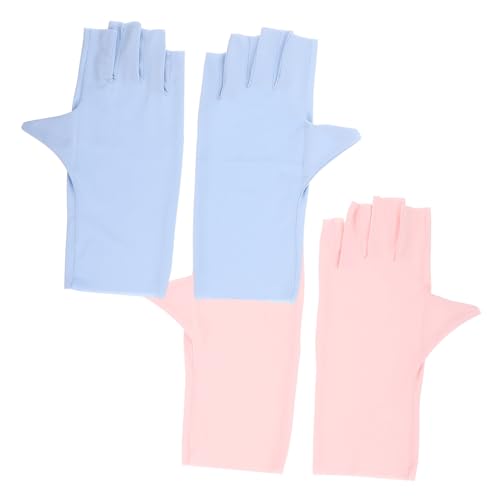Outanaya 2 Paare Uv-Schutz Nagelhandschuhe Atmungsaktive Fingerlose Maniküre Handschuhe aus Elastischem Dünnem Material für Damen Schützend gegen Uv-Strahlung Beim Gelnägel Trocknen von Outanaya