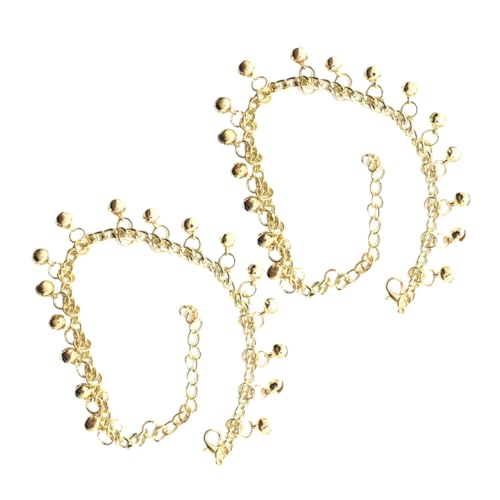 Outanaya 2 Stück Damen Fußkettchen mit Verstellbaren Glocken Stylische Mehrschichtige Fußkette für Sommer Strand Zarte Fußkette mit Klarem Glockenton Eleganter Damenschmuck von Outanaya