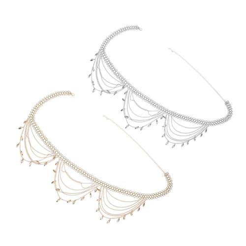 Outanaya 2 Stück Ethnische Damen Taillenkette Mehrlagige Bauchkette Metall in Gold und Silber Boho Hüftkette Verstellbar Sommerlicher Körperschmuck für Festival Strand und Alltag von Outanaya