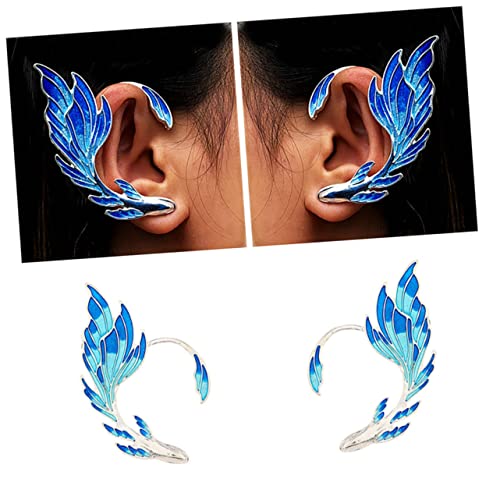 Outanaya 2 Stück Ohrclips für Damen Blaue Elfen Ohrmanschetten aus Zinklegierung nicht Leichte Clip Ohrringe für Cosplay Party Hochzeit und Kostümzubehör von Outanaya