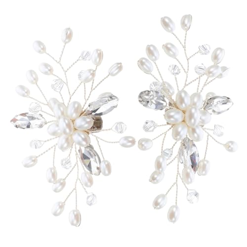 Outanaya 2 Stück Perlen Schuhclips mit Strasssteinen Handgefertigte Abnehmbare Brautschuh Dekoration für High Heels und Flache Schuhe Elegant für Hochzeiten Partys und Formelle Anlässe von Outanaya