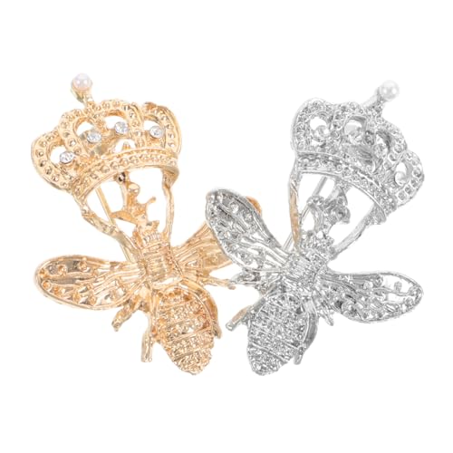 Outanaya 2 Stück Pin mit Krone und Strass Modisches Accessoire Zinklegierung für Frauen Vielseitig Einsetzbar für Kleidung und Taschen von Outanaya