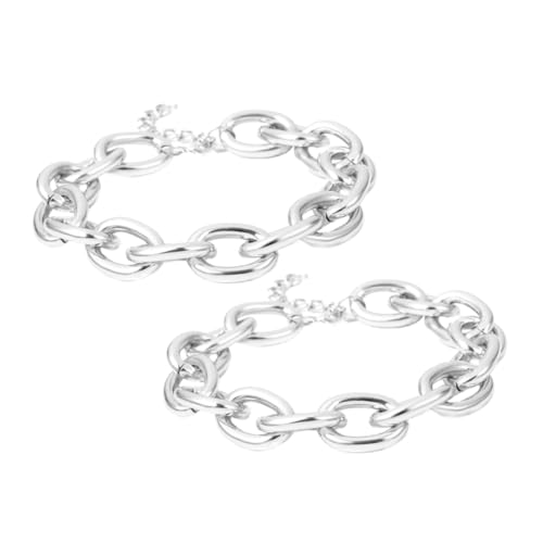 Outanaya 2 Stück Punk Choker Halskette Chunky Link Chain Statement Schmuck Damen Vintage Metall Halskette Modisch Geometrisch für Alltag und Party von Outanaya