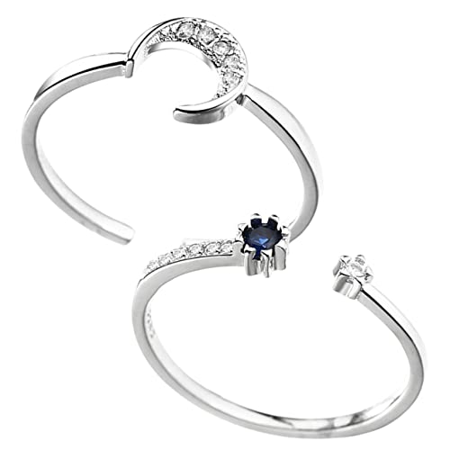 Outanaya 2 Stück Teiliges Damenring Offen Verstellbar Retro Design mit Blauem Stein und Funkelndem Mond Kreativer Schmuck für Frauen und Mädchen Modischer Ring für Besondere Anlässe Outanaya 2 Stück Teiliges Damenring Offen Verstellbar Retro Design mit Blauem Stein und Funkelndem Mond Kreativer Schmuck für Frauen und Mädchen Modischer Ring für Besondere Anlässe von Outanaya