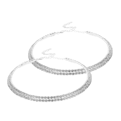 Outanaya 2 Stück Teiliges Doppelreihiges mit Funkelnden Premium Kristallen Moderner Layered Choker für Verstellbar Bequemer Sitz für Hochzeit Weihnachten und Besondere Anlässe von Outanaya