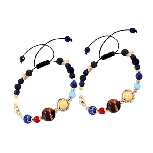 Outanaya 2 Stück Teiliges Solar system armband mit Planetenperlen Handgefertigtes Weltraum schmuckstück für Frauen und Mädchen Stresslösendes Entspannendes Design als Geschenk für von Outanaya