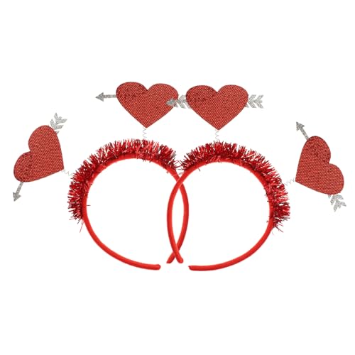 Outanaya 2 Stück Valentinstag Haarreif Teiliges Herzförmiger Haarschmuck Rotes Filz Stirnband Damen Kopfschmuck Hochzeit Party Zubehör Leicht und Bequem von Outanaya