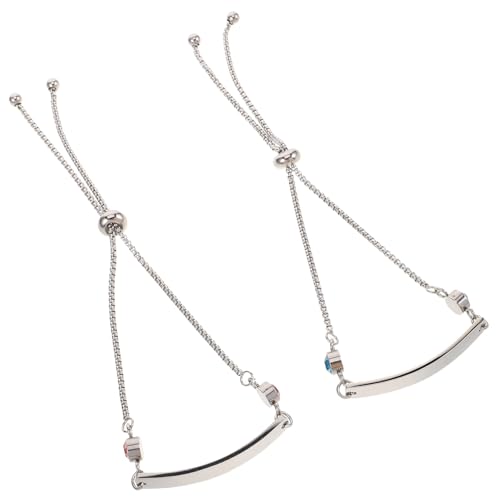 Outanaya 2 Stück Verstellbare Armreifen für Gravur und Funkelndem Strassanhänger Partnerarmbänder für Damen und Herren Romantisches Schmuckgeschenk für Besondere Anlässe von Outanaya