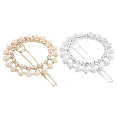 Outanaya 2stücke Mädchen Haarklammern Geometrisches Design Mit Perlen Und Strass Dekorative Haarschmuck-accessoires Für Vielseitige Haarspangen Gold Und Silber Für Anlässe Und Alltag von Outanaya