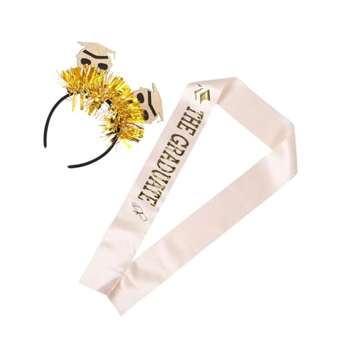 Outanaya 2 Stücke Kunststoff Graduation Cap Liefert Tuch Graduation Foto Requisiten Graduation Cap Haar Band Satin Graduation Schärpe von Outanaya