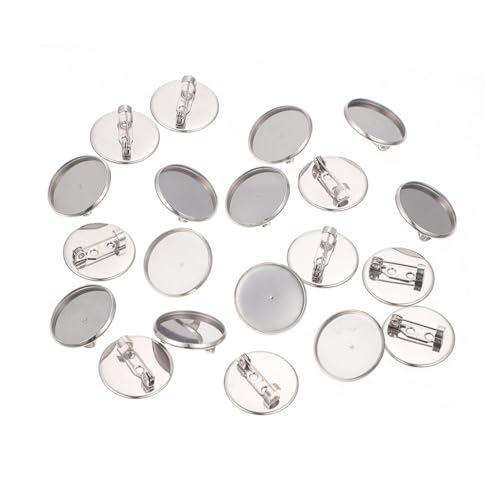 Outanaya 20 Stück Teiliges Brooch Settings Runde Edelstahl broschentrays Langlebige DIY Schmuckzubehör für Frauen Robuste Broschennadeln Kompakt und Leicht Tragbar von Outanaya