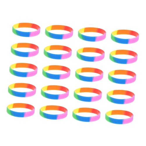 Outanaya 20 Stück Teiliges Bunte Silikon Wristbands Modische Regenbogen Armbänder Bequeme Handgelenk Accessoires für Damen Mädchen Freizeit Party und von Outanaya