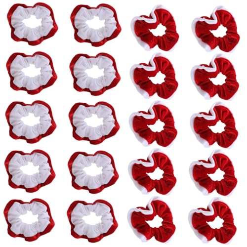 Outanaya 20 Stück Teiliges Weihnachts Haargummi aus Weichem Flanell Elastisch und Strapazierfähig Passend für Dickes und Festlicher Haarschmuck für Damen und Mädchen für Weihnachten von Outanaya