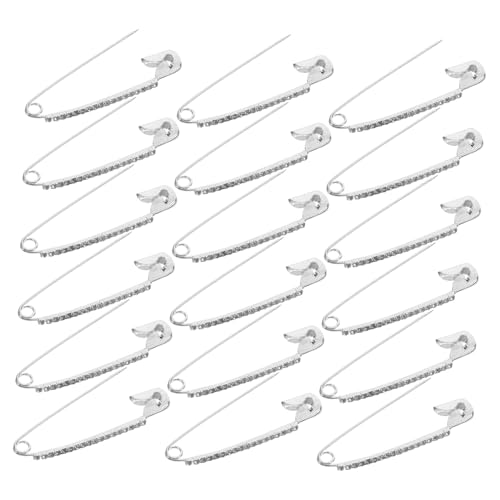 Outanaya 26 Stück Teiliges Strass Sicherheitsnadeln mit Anti-Exposure Design Gebogene Sicherheitsnadeln für Damenkleidung zum Befestigen von Kleidern Pullovern und Schals Silberfarben von Outanaya