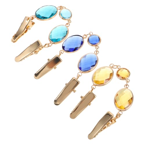 Outanaya 3 Stück Glas Sweater Clips für Damen Stilvolle Strickjacken Clips mit Vintage Stil Vielseitige Cardigan Klammern in Gelb und Zarte Feste Verschlüsse für Pullover und Schals von Outanaya