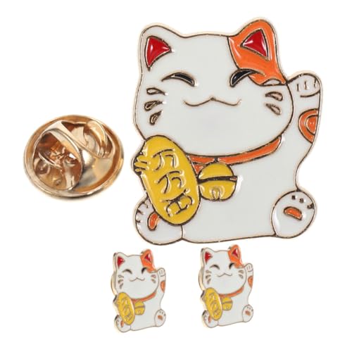 Outanaya 3 Stück Kawaii Glückskatze Broschen Pins aus Langlebiger Zinklegierung Niedliche Japanische Anstecknadeln für Kleidung Taschen Hüte Vielseitig Einsetzbare Modeschmuck Accessoires von Outanaya