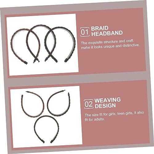 Outanaya 3 Stück Teiliges Geflochtenes Kunsthaar Haarband Leichtes Stirnband für Frauen und Mädchen Komfortabel und Modisch in Schwarz Hellbraun und Dunkelbraun Vielseitiges Haarschmuck von Outanaya