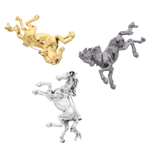 Outanaya 3 Stück Teiliges Retro Pferdebroschen aus Metall Emaillierte Tier-anstecknadeln mit Starkem Verschluss Vielseitige Vintage Lapel Pins für Männer Frauen Modische Accessoires für von Outanaya