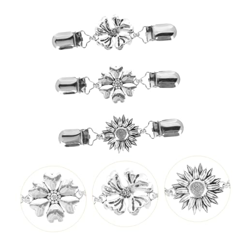 Outanaya 3 Stück Vintage Strickjacken Clips mit Sonnenblumen design Funkelnde Brosche für Damen Vielseitiger Schal Kragenclip Langlebiges Eleganter Schmuck für Pullover und Blusen von Outanaya