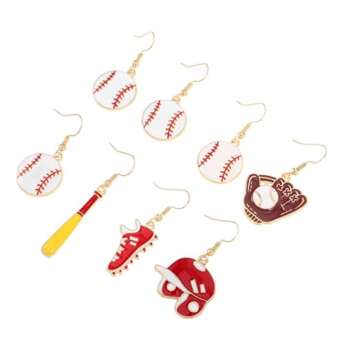 Outanaya 4 Paar Asymmetrische Baseball Ohrringe für Frauen Mädchen Leichte Sportschmuck Baumelohrringe mit Baseballschläger Design Modisch für Teens Baseball Mamas Alltag und Partys von Outanaya