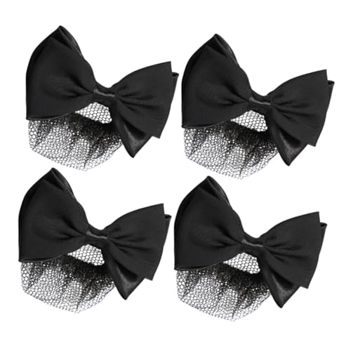 Outanaya 4 Stück Haarnetz Schleife Set mit Elastischem Mesh Haarklammer Frühling Clip für Damen Fester Sitz Feines Netz für Hochzeiten Partys Professionelle Anlässe Vielseitiges von Outanaya