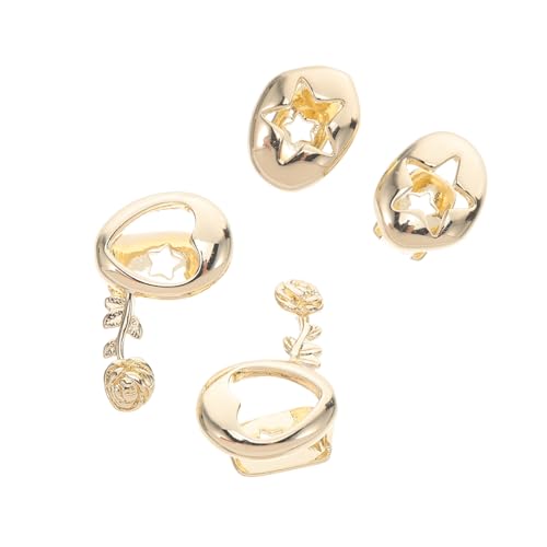 Outanaya 4 Stück Hip Hop Single Zahn Grill Caps aus Kupfer mit Rosen Sternmotiv Punk Style Zähneschmuck für Halloween Rapper Kostüm Zubehör Leicht und Langlebig von Outanaya