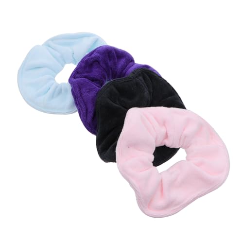 Outanaya 4 Stück Teiliges Elastische Haargummis aus Mikrofaser Saugfähige Weiche Haarbänder für Frauen und Mädchen zum Trocknen und Stylen Farbenfrohe Haarsträhnen Accessoires Vielseitig von Outanaya