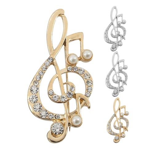 Outanaya 4 Stück Teiliges Musiknoten Broschen aus Legiertem mit Strasssteinen Vielseitige Anstecknadeln für Pullover Anzüge und Hochzeitsoutfits Stilvolle Schmuckakzente für Damen und von Outanaya