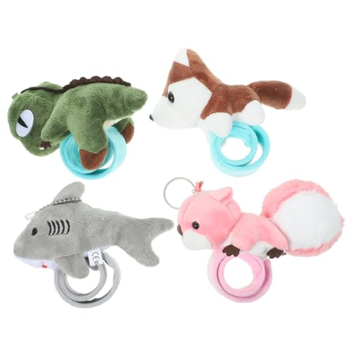 Outanaya 4 Stück Teiliges Plüsch Tier Schnapparmband Weiche Kuscheltier Armbänder mit Dinosaurier Eichhörnchen und Husky Leichte und Strapazierfähige Slap Wristbands als von Outanaya