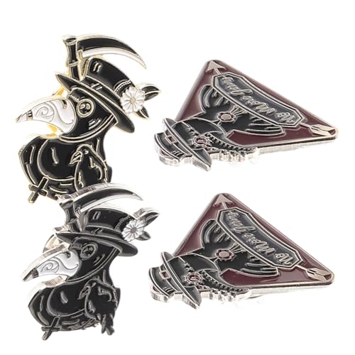 Outanaya 4 Stück Teiliges Punk-ulkraben-broschenset mit Plague Doctor Vogel-motiv Bunte Emaille Langlebig und Modisch Geeignet für Kleidung Kragen und Cosplay Auffälliges Gothic-zubehör von Outanaya