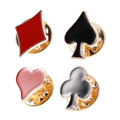 Outanaya 4 Stück Teiliges Spielkarten Anstecknadel Brosche Dekorative Anstecknadel im Kartenmotiv für Herren und Damen für Anzüge und Besondere Anlässe von Outanaya