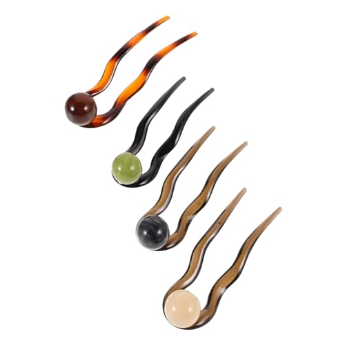 Outanaya 4 Stück U Förmige Haarnadeln mit Perlen für Damen und Mädchen Stabile Befestigung für Hochsteckfrisuren und Haarknoten Eleganter Haarschmuck in Vier Farben für Sicheren von Outanaya