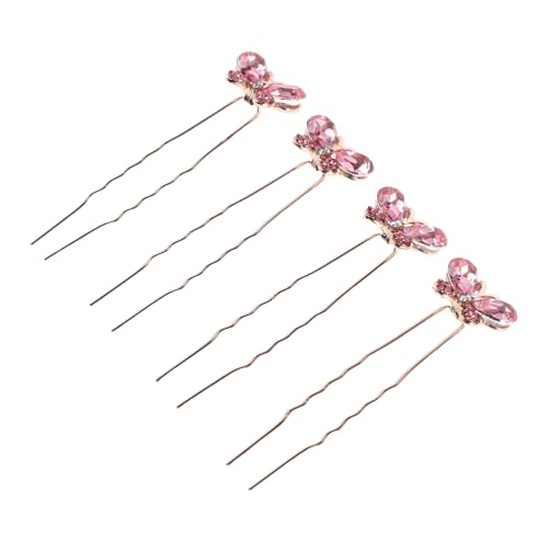 Outanaya 4 Stück U Förmige Strass Schmetterling Haarspangen Glitzernde Haarnadeln für Damen Braut Hochzeit Vielseitige Haarclips Haarstifte für Festliche Anlässe von Outanaya