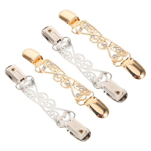 Outanaya 4 Stück Vintage Cardigan Clips aus Langlebiger Legierung Shawl Collar Broschen für Damen Vielseitig Einsetzbar zum Fixieren von Strickjacken Schals und Kleidern Hautfreundlich und von Outanaya