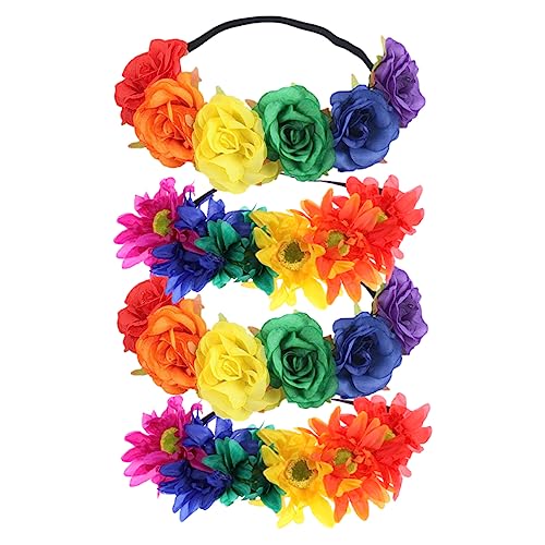 Outanaya 4 Stück Gefälschte Hibiskusblüten Hawaii-partyblumen Blumen-halo-kopfschmuck Hawaiianisches Haaraccessoire Blumenkranz-stirnband Lgbt-stirnband Damen Hochzeitskleid Stoff Tuch von Outanaya