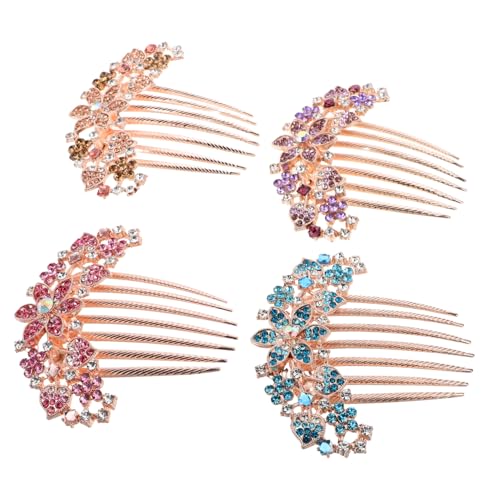 Outanaya 4stücke Strass Blume Haarkämme Zum Stylen Für Frauen Metall Accessoires Französische Seitenkämme Clip Für Hochzeiten Party Täglichen Gebrauch Kopfbedeckung von Outanaya